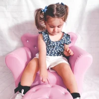 Qaba Kids Sofa Set with Footstool, Princess Sofa with Diamond Decoration(m-9)