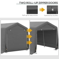 Outsunny 10' x 20' Carport Portable Garage, Heavy Duty Storage Tent, Patio Storage Shelter w/ Anti-UV PE Cover and Double Zipper Doors, for Motorcycle Bike Garden Tools, Gray(m-6)