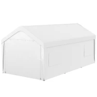 Outsunny 10' x 20' Carport, Heavy Duty Portable Garage, with 4 Mesh Windows and 2 Doors, White(m-1)