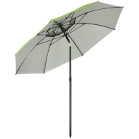 Outsunny 6.6ft Arched Beach Umbrella, Angle Adjustable Patio Umbrella with Steel Frame, Carry Bag, UV30+ Outdoor Umbrella, Green(m-11)