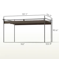 Outsunny 10' x 13' Metal Retractable Pergola Canopy, Outdoor Pergola for Garden, Patio, Backyard, Deck, Brown(m-3)