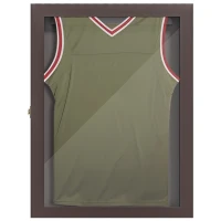 HOMCOM 23.5" x 31.5" UV-Resistant Sports Jersey Frame Display Case, Brown(m-1)