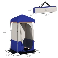 Outsunny Camping Shower Tent, Portable Privacy Shelter with Solar Shower Bag, Removable Floor and Carrying Bag, Blue(m-3)