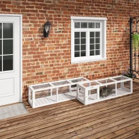 PawHut Outdoor Cat Tunnel with Extendable Design, 59" L Wooden Cat Run with Weather Protection, Connecting Inside and Outside, for Deck Patios, Balconies, White(m-10)