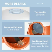 PawHut Dome Covered Cat Litter Box with Lid, White and Orange(m-8)