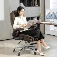 HOMCOM Executive Office Chair, Desk Chair with Flip-up Armrest, Diamond Fabric Computer Chair for Home Office, Dark Brown(m-2)