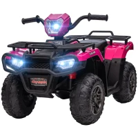 Aosom 12V Electric Toy Car with Forward Backward Function, Music, LED Headlights, for Ages 3-5 Years, Pink(m-11)