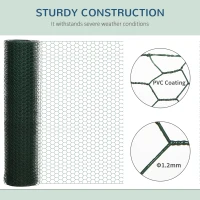 PawHut 39 in x 82 ft Chicken Wire Fence, Welded Wire Metal Roll Vegetables Garden Rabbit Fencing, Hexagonal Poultry Fence Wire, for Ducks, Gooses, Dark Green(m-5)