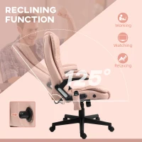 Vinsetto 6 Point Vibrating Massage Office Chair with Heat, Microfiber Massage Desk Chair with Reclining Backrest, Pink(m-7)