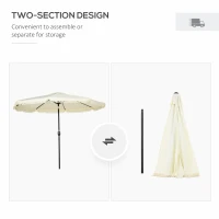 Outsunny 9 ft Cantilever Umbrella with Push Button Tilt and Crank Tassles and 8 Ribs Shade Umbrellas for Garden(m-8)