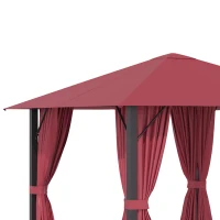 Outsunny 10' x 10' Patio Gazebo Aluminum Frame Outdoor Canopy Shelter with Sidewalls, Vented Roof for Garden, Lawn, Backyard, and Deck, Wine Red(m-8)