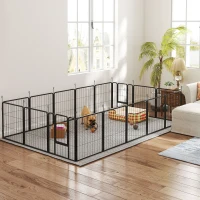 PawHut 16 Panels Dog Playpen with Straps, Portable & DIY, for Small Dogs, for Yard, RV, Camping, Garden, 24" Height(m-8)