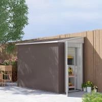 Outsunny 4' x 7.7' Lean to Garden Storage Shed, Outdoor Metal Tool House with Lockable Door Vents for Backyard Patio Lawn(m-2)