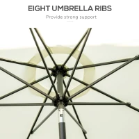 Outsunny 9 ft Cantilever Umbrella with Push Button Tilt and Crank Tassles and 8 Ribs Shade Umbrellas for Garden(m-7)