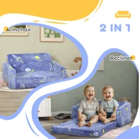 Qaba Couch with Glow in the Dark Space Pattern, Washable Cover, Blue(m-5)