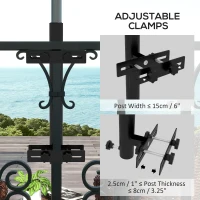 Outsunny Patio Umbrella Holder Stand for Deck Railing, Umbrella Deck Mount Bracket with Adjustable Clamps, Black(m-4)
