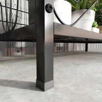 Outsunny Metal Tall Plant Stand with Trellis and Hanging Bar, Plant Holder for Indoor Outdoor Use, 35" x 12.8" x 74", Black(m-8)