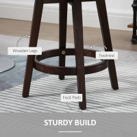 HOMCOM 26" Counter Height Bar Stools, Linen Fabric Kitchen Stools with Nailhead Trim, Rubber Wood Legs and Footrest for Dining Room, Counter, Pub, Set of 2, Dark Gray(m-5)