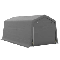 Outsunny 10' x 20' Carport Portable Garage, Heavy Duty Storage Tent, Patio Storage Shelter w/ Anti-UV PE Cover and Double Zipper Doors, for Motorcycle Bike Garden Tools, Gray(m-11)