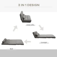 HOMCOM Recliner Sofa, Convertible Floor Sofa Chair with 2 Pillows, Adjustable Backrest and Headrest, Dark Gray(m-4)