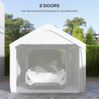 Outsunny 10' x 20' Carport, Heavy Duty Portable Garage, with 4 Mesh Windows and 2 Doors, White(m-6)
