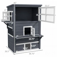 PawHut Cat House, Outdoor 3-Tier Kitty Shelter, Weather Resistant, w/ Escape Door(m-3)