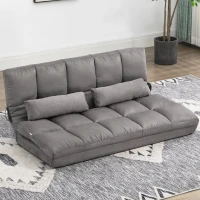 HOMCOM Recliner Sofa, Convertible Floor Sofa Chair with 2 Pillows, Adjustable Backrest and Headrest, Dark Gray(m-8)
