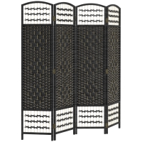 HOMCOM 4 Panel Room Divider, Folding Screen, 5.6', Black