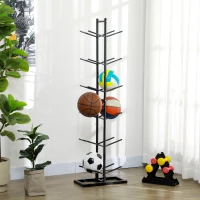 Soozier 12-Ball Sports Rack, Ball Holder Basketball Rack for Garage, Classroom or Gym, Athletic Gear Organizer(m-2)