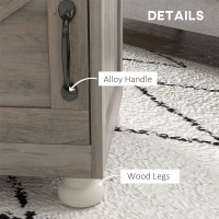 HOMCOM Side Table with Storage, End Table with Open Shelf, Cupboard and Wood Legs, Modern and Farmhouse Style, Gray(m-5)