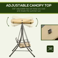 Outsunny 3-Seat Patio Swing Chair, Outdoor Canopy Swing Glider with Cushion, Adjustable Shade, and Slatted Design, for Porch(m-5)