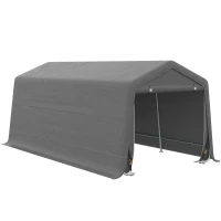 Outsunny 10' x 20' Carport Portable Garage, Heavy Duty Storage Tent, Patio Storage Shelter w/ Anti-UV PE Cover and Double Zipper Doors, for Motorcycle Bike Garden Tools, Gray(m-1)