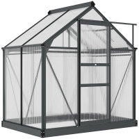 Outsunny Polycarbonate Greenhouse, Heavy Duty Outdoor Aluminum Walk-in Green House Kit Vent Door, 6.2'x4.3'x6.6' Gray