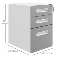 Vinsetto Lockable File Cabinet, Steel Filing Cabinet on Wheels for Legal, A4, Letter Size, Home Office(m-3)