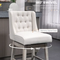 HOMCOM Swivel Bar Stools Set of 2, 27" Counter Height Stools with Linen Upholstery and Button Tufted Design for Kitchen(m-5)