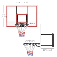 Soozier Wall Mounted Basketball Hoop with 43'' x 30'' Shatter Proof Backboard, for Indoor and Outdoor, White(m-3)