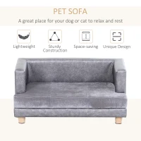 PawHut Luxury Fancy Dog Bed for Small Dogs with Thick Foam, Small Dog Couch with Soft Fuzzy & Faux Leather Combo, Dog Sofa Bed, Rectangle Modern Furniture for Puppies and Little Breeds, Gray(m-6)