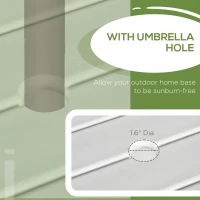 Outsunny Aluminum Frame Round Patio Table with Umbrella Hole, Outdoor Dining Table for 4 People, White(m-4)