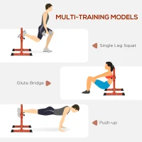 Soozier Bulgarian Split Squat Stand, Single Leg Squat Stand, 12-Level Adjustable Squat Roller for Lower Body Strength Training, Red(m-4)