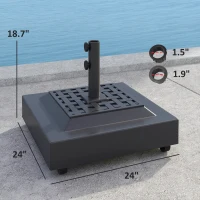 Outsunny Outdoor Umbrella Stand Base with Wheels, Heavy Duty Patio Umbrella Base, Filled Up to 143lbs with Stand or 112lbs with Water, Patio Umbrella Holder for Garden, Poolside, Black(m-3)