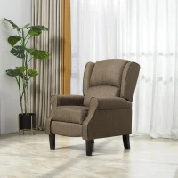 HOMCOM Vibration Massage Recliner Chair for Living Room with Heat,  Wingback Single Sofa, Modern Linen Fabric Push Back Reclining Chair with Footrest, Side Pocket, Brown(m-2)