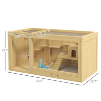 PawHut Extra Large Wooden Hamster Cage with Pull-out Tray, Seesaws, Ladder(m-3)