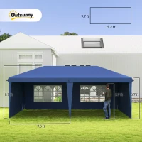 Outsunny 10' x 20' Pop Up Canopy Tent with 4 Sidewalls, Instant Gazebo with Carry Bag for Garden, Patio, Blue(m-3)