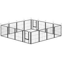 PawHut 16 Panels Dog Playpen with Straps, Portable & DIY, for Small Dogs, for Yard, RV, Camping, Garden, 24" Height(m-2)