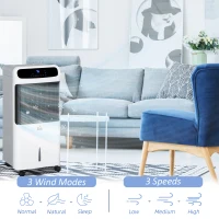 HOMCOM 32" Evaporative Air Cooler with 3.2 Gal Water Tank, 60° Oscillating, 3-In-1 Ice Cooling Fan, Portable Swamp Cooler with Humidifier for Home Office, 3 Modes, 3 Speeds, 12H Timer, Remote, White(m-5)
