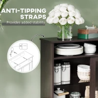 HOMCOM Sideboard Buffet Cabinet, Coffee Bar Cabinet,Credenza with Sliding Glass Doors, Cupboard and Adjustable Shelf, Dark Brown(m-7)