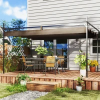 Outsunny 10' x 13' Metal Retractable Pergola Canopy, Outdoor Pergola for Garden, Patio, Backyard, Deck, Brown(m-10)