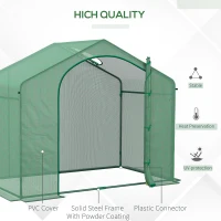 Outsunny 6' x 3' x 5' Portable Walk-in Greenhouse, PE Cover, Steel Frame Garden Hot House, Zipper Door, Top Vent for Flowers, Vegetables, Saplings, Tropical Plants, Green(m-5)