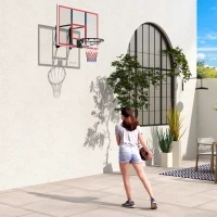 Soozier Wall Mounted Basketball Hoop with 43'' x 30'' Shatter Proof Backboard, for Indoor and Outdoor, White(m-1)