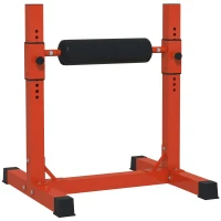 Soozier Bulgarian Split Squat Stand, Single Leg Squat Stand, 12-Level Adjustable Squat Roller for Lower Body Strength Training, Red(m-11)